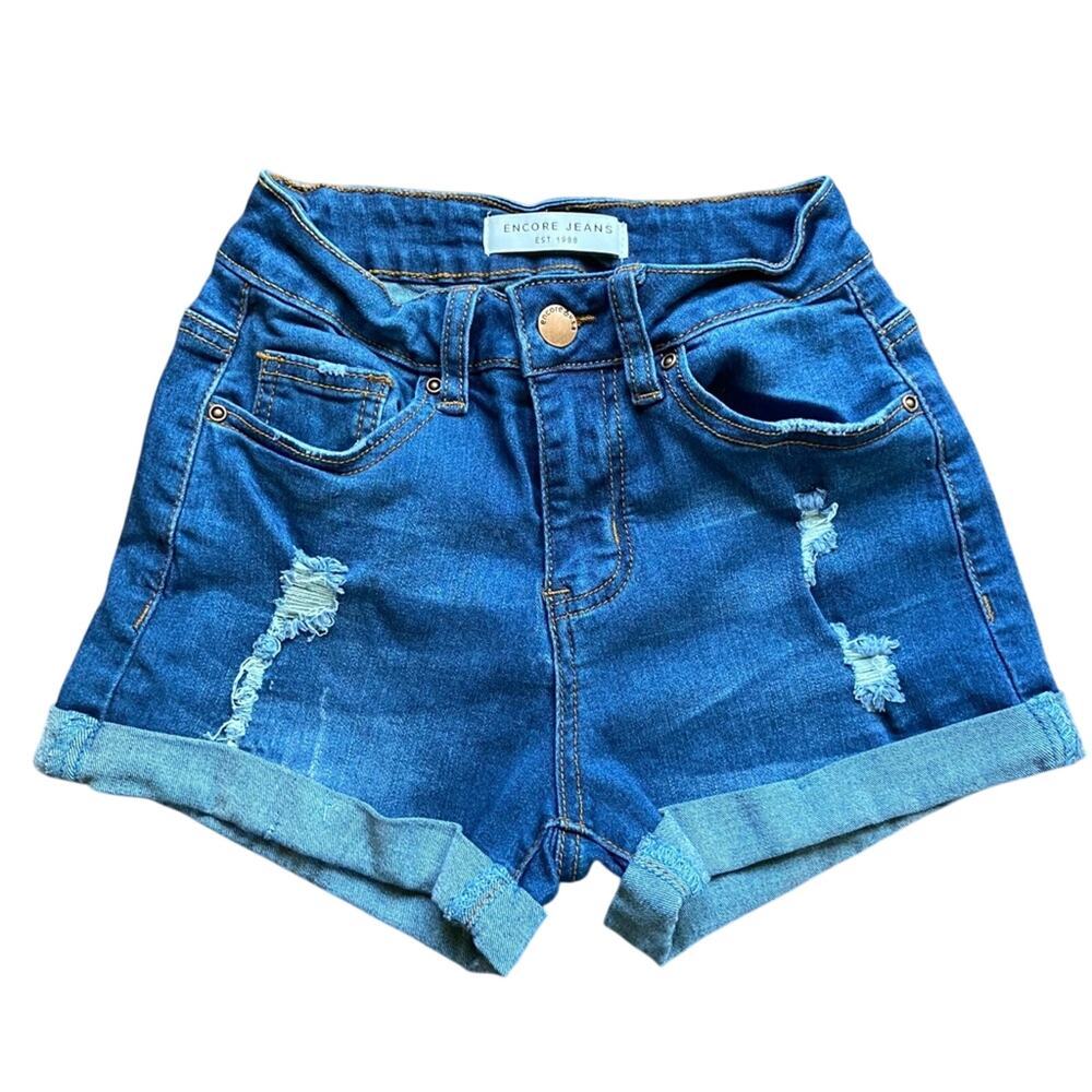 Encore Jeans Cuffed Jean Shorts In Blue Junior's Size 0